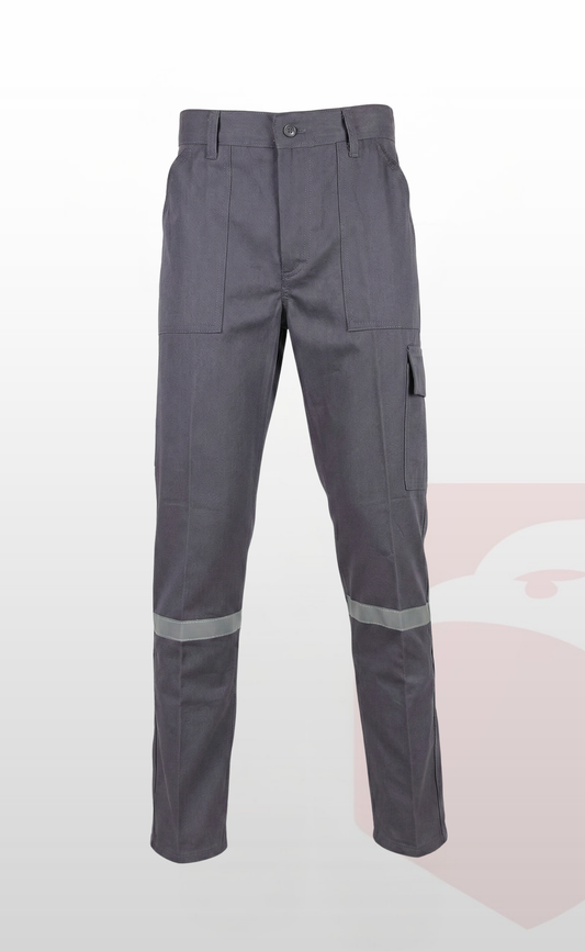 16/12 Gabardin Gri Yazlık İşçi Pantolonu Tek Reflektörlü İş Pantolonu