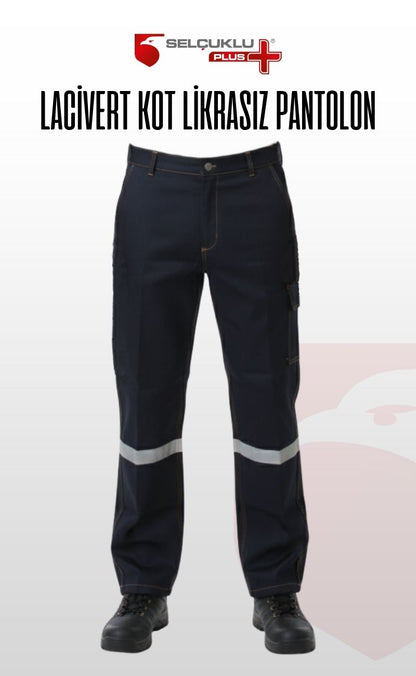 5 Cepli Reflektörlü Likrasız Uzun Ömürlü ve Sağlam Kumaş Koyu Lacivert Kot Pantolon