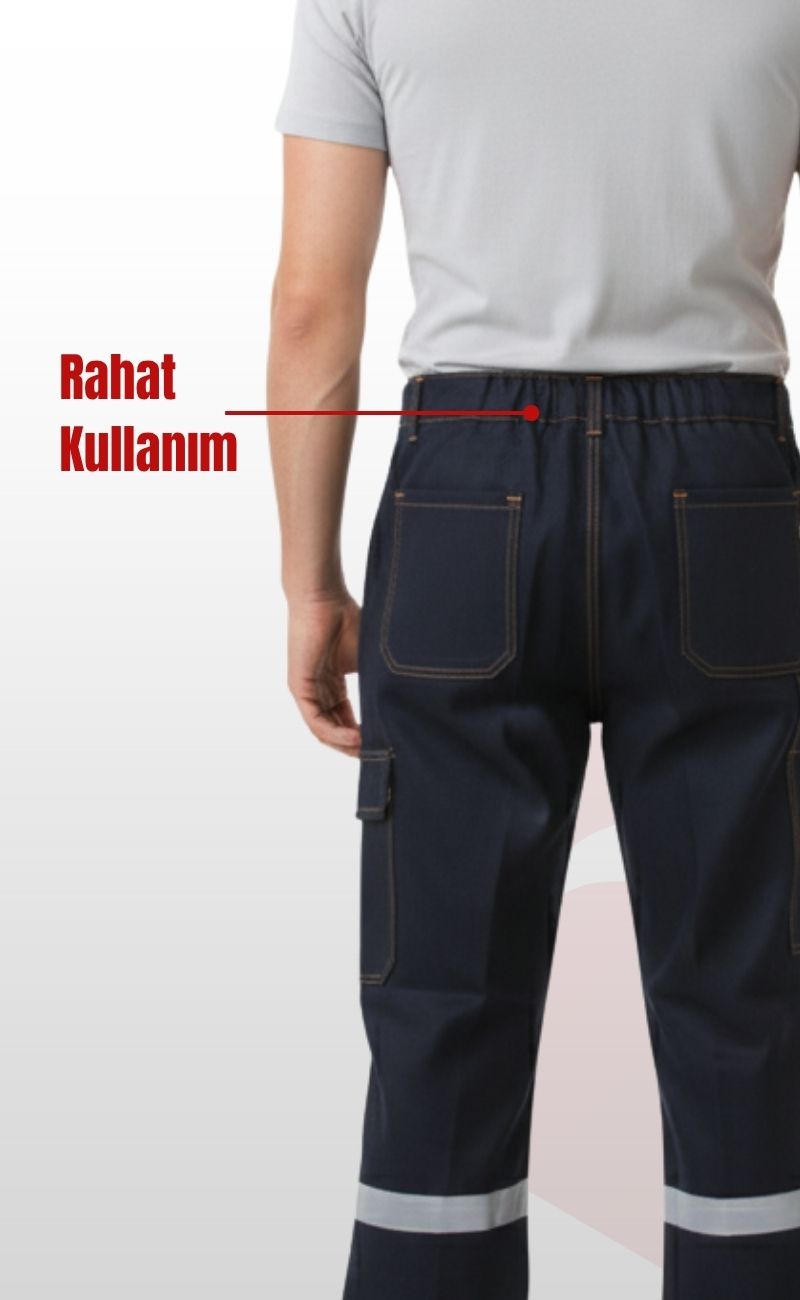 5 Cepli Reflektörlü Likrasız Uzun Ömürlü ve Sağlam Kumaş Koyu Lacivert Kot Pantolon