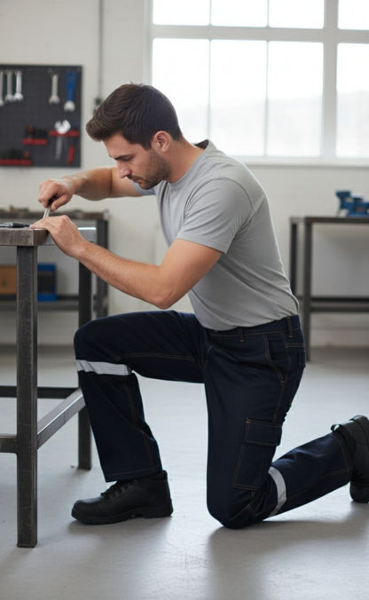 5 Cepli Reflektörlü Likrasız Uzun Ömürlü ve Sağlam Kumaş Koyu Lacivert Kot Pantolon