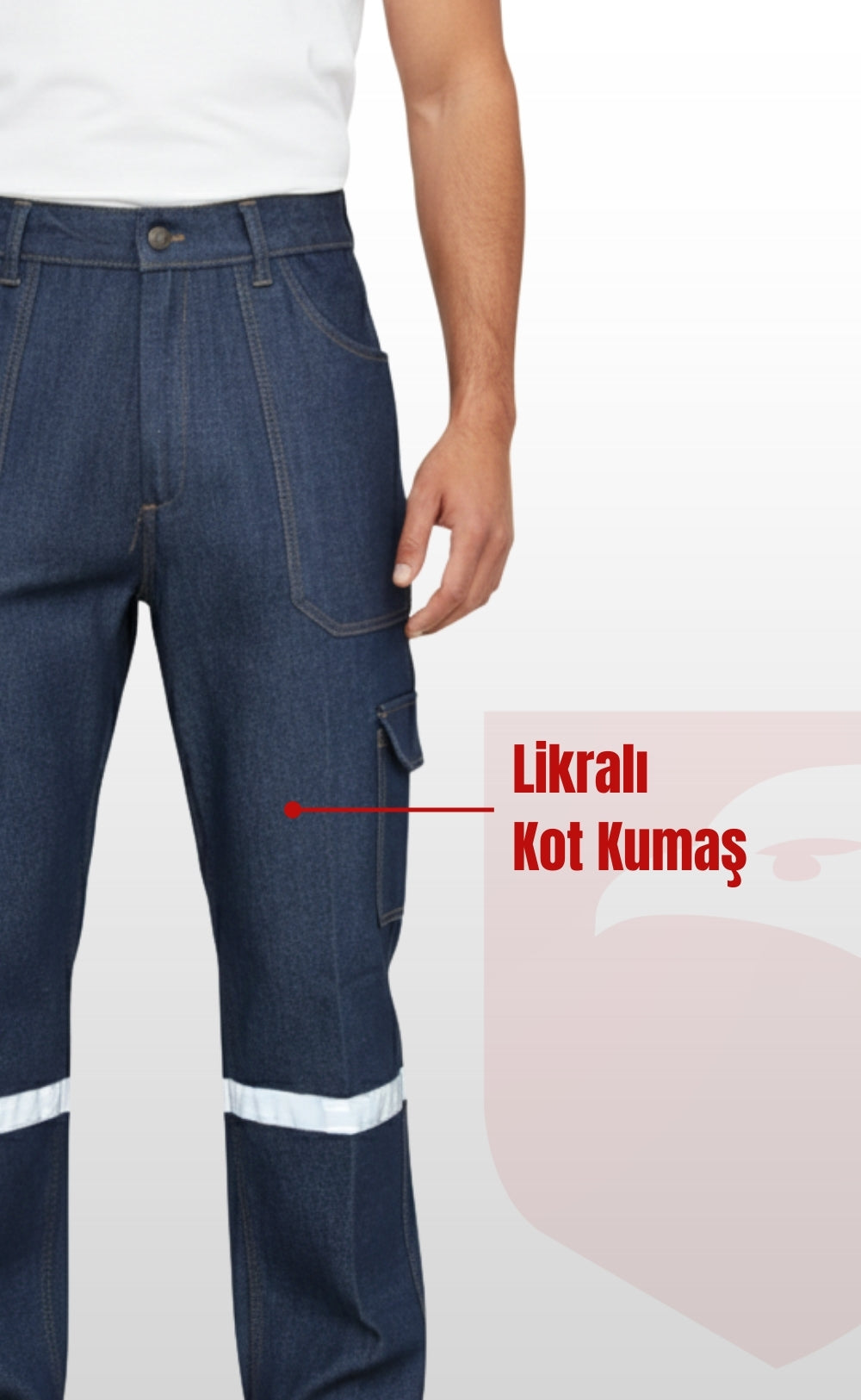 Süper Likralı Kot İş Pantolonu | Reflektörlü, Çok Cepli, Dayanıklı Denim İşçi Pantolonu