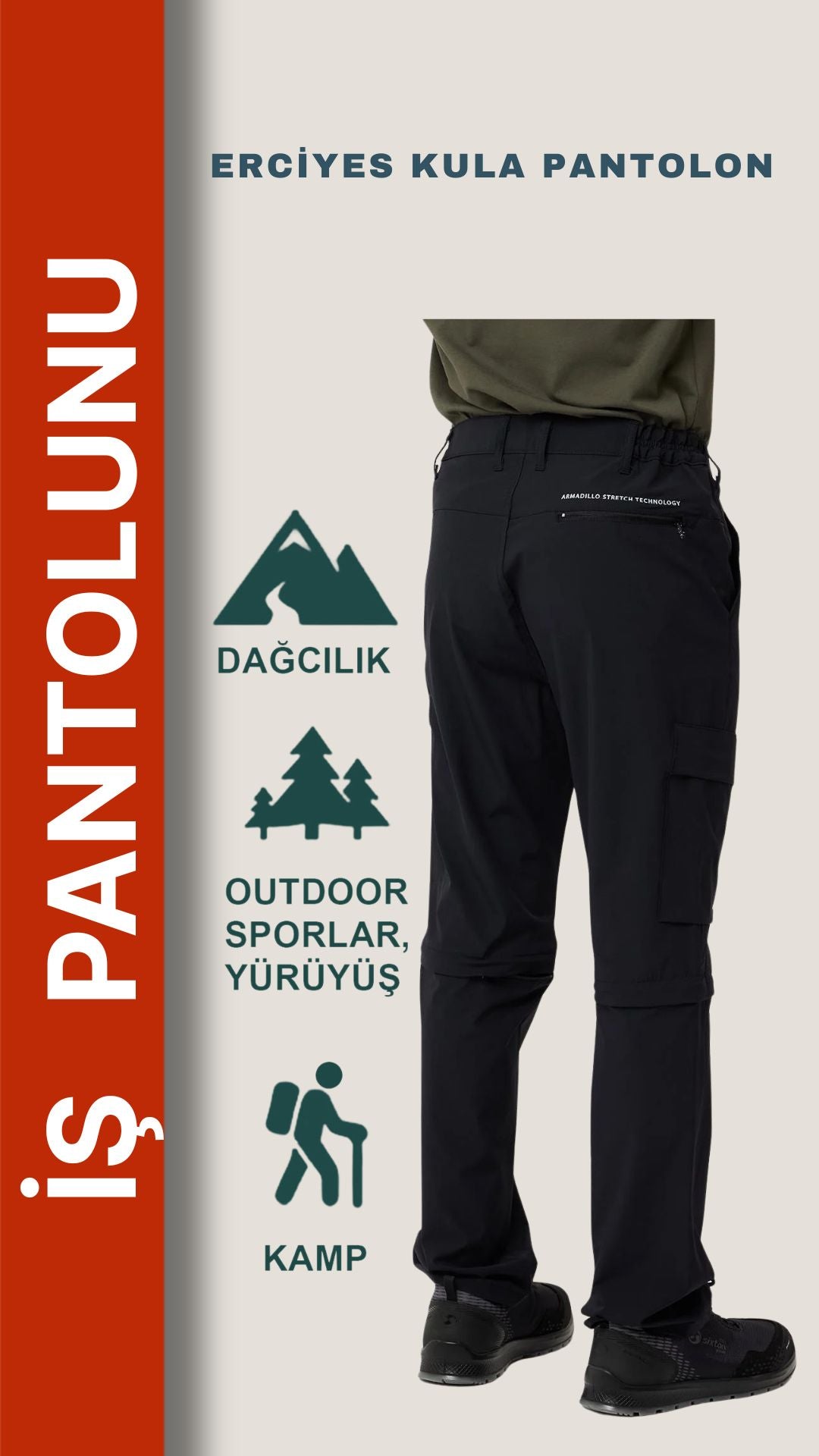 Selçuklu Plus Armadillo Erciyes Outdoor Siyah Pantolon – Su İtici, Nefes Alabilir ve Esnek Yapı