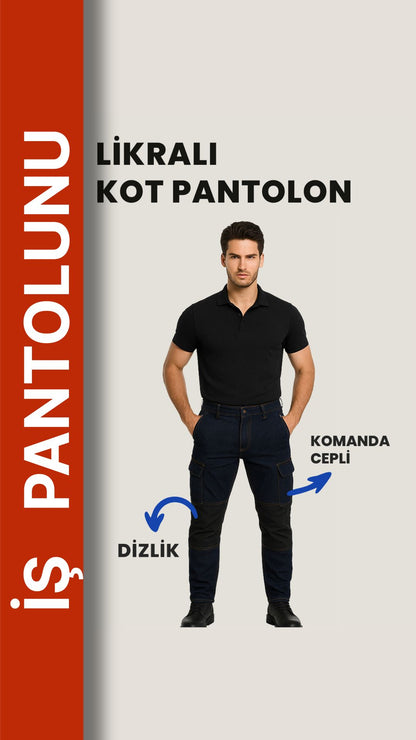 Selçuklu Plus Likralı Çok Cepli Kot İş Pantolonu – Esnek Yapı ve Fonksiyonel Tasarım