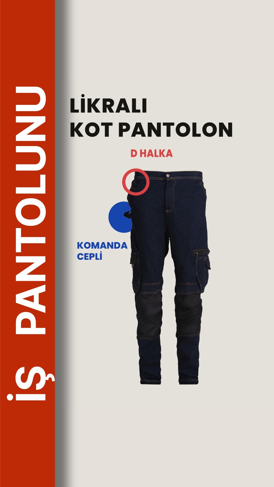 Selçuklu Plus Likralı Çok Cepli Kot İş Pantolonu – Esnek Yapı ve Fonksiyonel Tasarım