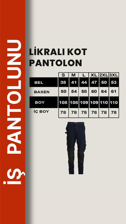 Selçuklu Plus Likralı Çok Cepli Kot İş Pantolonu – Esnek Yapı ve Fonksiyonel Tasarım