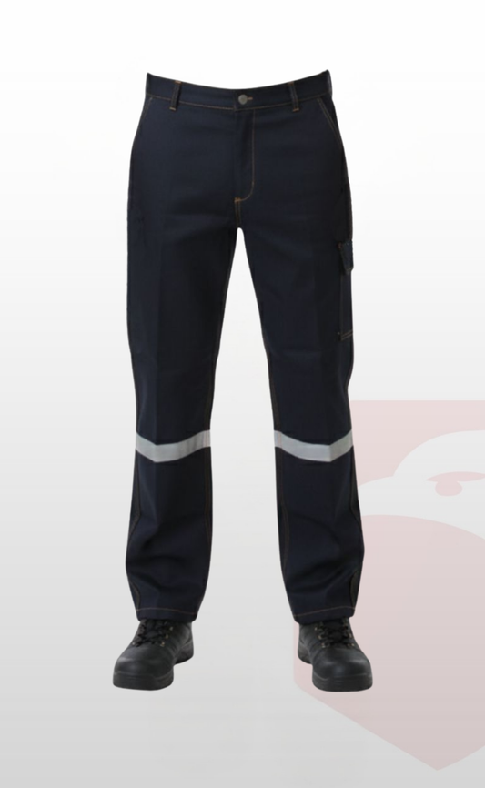5 Cepli Reflektörlü Likrasız Uzun Ömürlü ve Sağlam Kumaş Koyu Lacivert Kot Pantolon