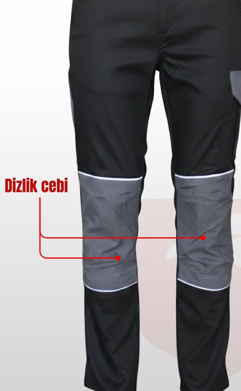 Drecana Fonksiyonel İş Pantolonu Reflektörlü Dizlik Cepli Esnek Gabardin