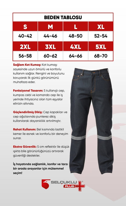 5 Cepli Reflektörlü Gri Kot İş Pantolonu – Uzun Ömürlü ve Sağlam İş Pantolonu