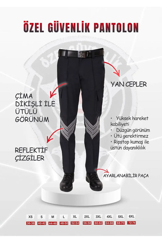 Selçuklu Plus Özel Güvenlik Pantolon Cepli Bel Kemerli Unisex Pantolon (Yeni Yönetmeliğe Uygun)